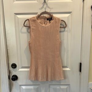 DKNY Tan Ribbed Peplum Tank Top